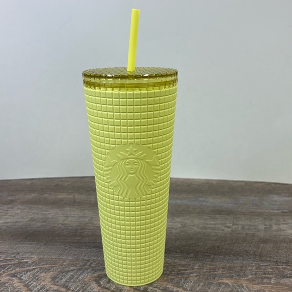Starbucks Meadow Yellow Grid Soft Touch Tumbler Venti 24oz - Picture 1 of 5